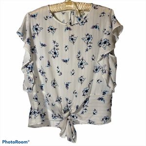 Monteau Floral Print Flutter Sleeve Top. Sz XL